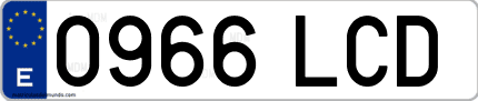 Ejemplo de matrícula de coche ordinaria 0966 LCD
