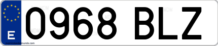 Ejemplo de matrícula de coche ordinaria 0968 BLZ