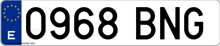 Ejemplo de matrícula de coche ordinaria 0968 BNG