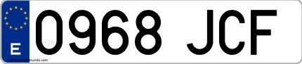 Ejemplo de matrícula española 0968 JCF