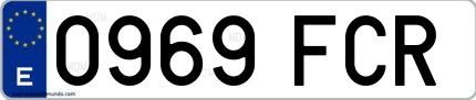 Ejemplo de matrícula española 0969 FCR