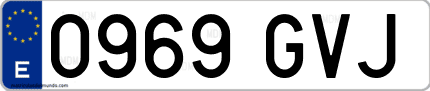 Ejemplo de matrícula de coche ordinaria 0969 GVJ