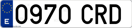 Ejemplo de matrícula de coche ordinaria 0970 CRD