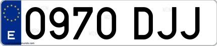 Ejemplo de matrícula española 0970 DJJ