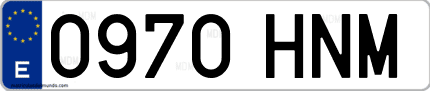 Ejemplo de matrícula de coche ordinaria 0970 HNM