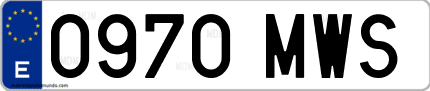 Ejemplo de matrícula de coche ordinaria 0970 MWS