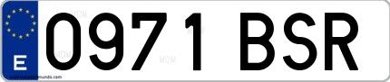 Ejemplo de matrícula española 0971 BSR