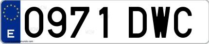 Ejemplo de matrícula española 0971 DWC