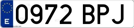 Ejemplo de matrícula española 0972 BPJ