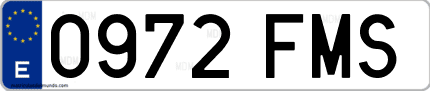 Ejemplo de matrícula de coche ordinaria 0972 FMS