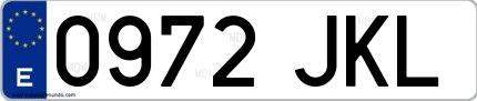 Ejemplo de matrícula española 0972 JKL