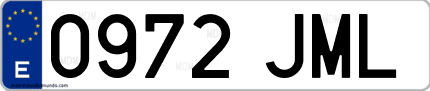 Ejemplo de matrícula de coche ordinaria 0972 JML