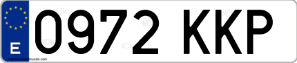 Ejemplo de matrícula de coche ordinaria 0972 KKP