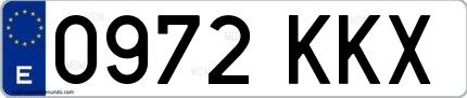 Ejemplo de matrícula española 0972 KKX