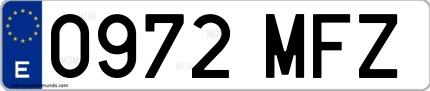 Ejemplo de matrícula española 0972 MFZ