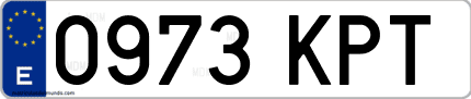 Ejemplo de matrícula de coche ordinaria 0973 KPT