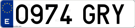 Ejemplo de matrícula de coche ordinaria 0974 GRY