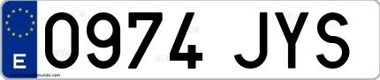 Ejemplo de matrícula española 0974 JYS