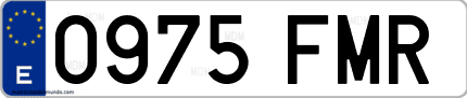 Ejemplo de matrícula de coche ordinaria 0975 FMR