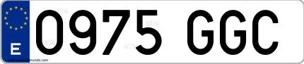 Ejemplo de matrícula española 0975 GGC