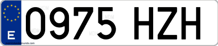 Ejemplo de matrícula de coche ordinaria 0975 HZH