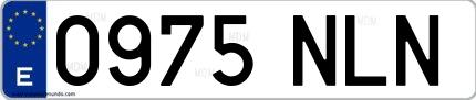 Ejemplo de matrícula española 0975 NLN