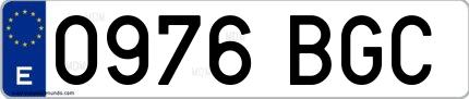 Ejemplo de matrícula española 0976 BGC