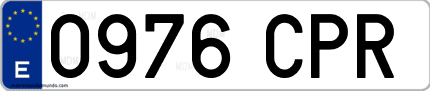 Ejemplo de matrícula de coche ordinaria 0976 CPR