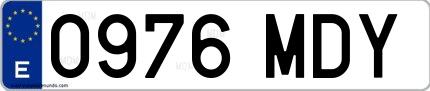 Ejemplo de matrícula española 0976 MDY