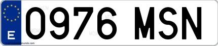 Ejemplo de matrícula española 0976 MSN