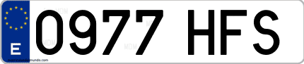 Ejemplo de matrícula de coche ordinaria 0977 HFS