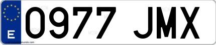 Ejemplo de matrícula española 0977 JMX