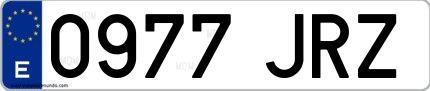 Ejemplo de matrícula española 0977 JRZ