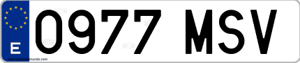 Ejemplo de matrícula de coche ordinaria 0977 MSV