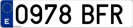 Ejemplo de matrícula de coche ordinaria 0978 BFR
