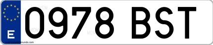 Ejemplo de matrícula española 0978 BST