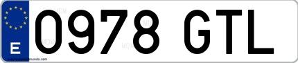 Ejemplo de matrícula española 0978 GTL