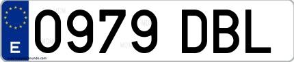 Ejemplo de matrícula española 0979 DBL