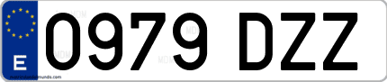 Ejemplo de matrícula de coche ordinaria 0979 DZZ