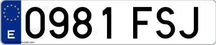 Ejemplo de matrícula española 0981 FSJ
