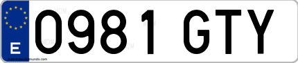 Ejemplo de matrícula de coche ordinaria 0981 GTY