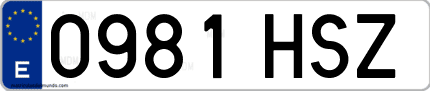 Ejemplo de matrícula de coche ordinaria 0981 HSZ