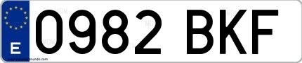 Ejemplo de matrícula española 0982 BKF