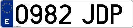 Ejemplo de matrícula española 0982 JDP