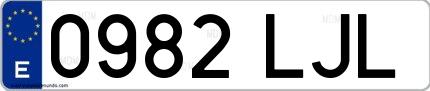 Ejemplo de matrícula española 0982 LJL