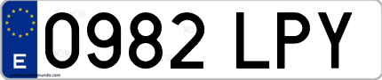 Ejemplo de matrícula de coche ordinaria 0982 LPY