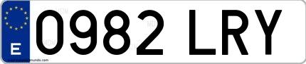 Ejemplo de matrícula española 0982 LRY