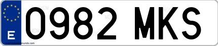 Ejemplo de matrícula española 0982 MKS