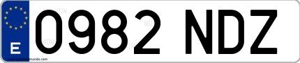 Ejemplo de matrícula española 0982 NDZ