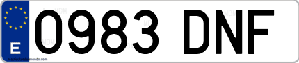 Ejemplo de matrícula de coche ordinaria 0983 DNF